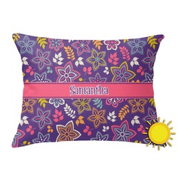 Simple Floral Outdoor Throw Pillow (Rectangular) (Personalized)