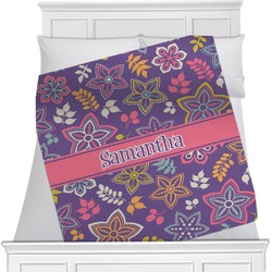 Simple Floral Minky Blanket - Toddler / Throw - 60"x50" - Double Sided (Personalized)