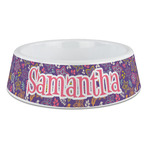 Simple Floral Plastic Dog Bowl - Large (Personalized)