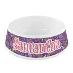 Simple Floral Plastic Dog Bowl - Small (Personalized)