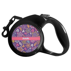 Simple Floral Retractable Dog Leash - Medium (Personalized)