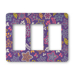 Simple Floral Rocker Style Light Switch Cover - Three Switch