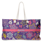 Simple Floral Large Tote Bag with Rope Handles (Personalized)