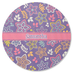 Simple Floral Round Rubber Backed Coaster (Personalized)