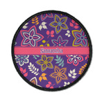 Simple Floral Iron On Round Patch w/ Name or Text