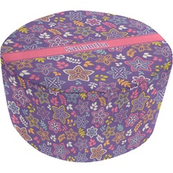 Simple Floral Round Pouf Ottoman (Personalized)