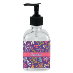 Simple Floral Glass Soap & Lotion Bottle - Single Bottle (Personalized)