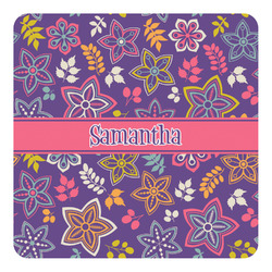 Simple Floral Square Decal - Medium (Personalized)