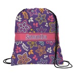 Simple Floral Drawstring Backpack (Personalized)