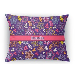 Simple Floral Rectangular Throw Pillow Case - 12"x18" (Personalized)