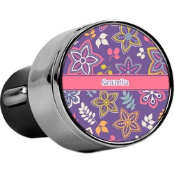 Simple Floral USB Car Charger (Personalized)