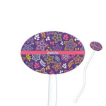 Simple Floral 7" Oval Plastic Stir Sticks - White - Single Sided (Personalized)