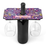 Simple Floral Wine Bottle & Glass Holder (Personalized)