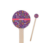 Simple Floral 6" Round Wooden Stir Sticks - Single Sided (Personalized)