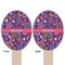 Simple Floral Wooden Food Pick - Oval - Double Sided - Front & Back