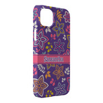 Simple Floral iPhone Case - Plastic - iPhone 14 Plus (Personalized)