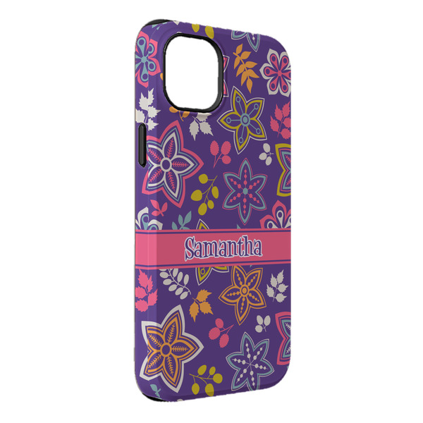 Custom Simple Floral iPhone Case - Rubber Lined - iPhone 14 Plus (Personalized)