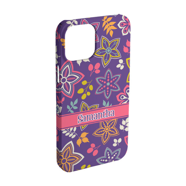 Custom Simple Floral iPhone Case - Plastic - iPhone 15 Pro (Personalized)