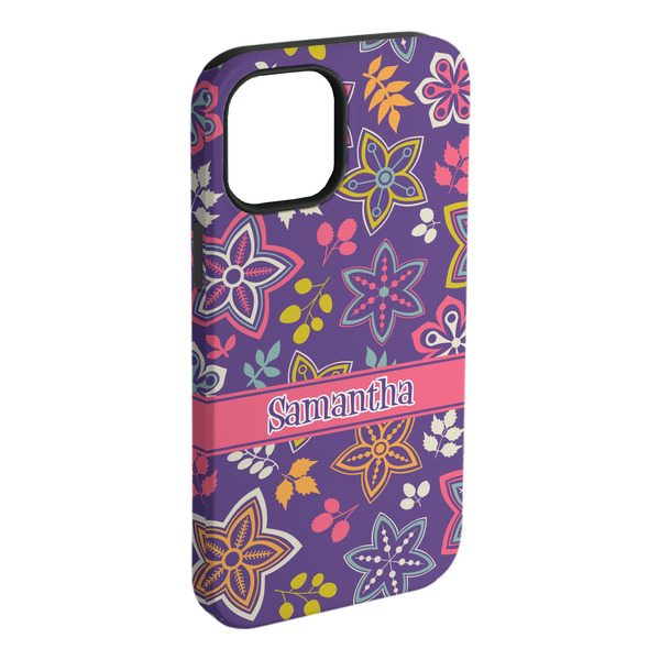 Custom Simple Floral iPhone Case - Rubber Lined - iPhone 15 Pro Max (Personalized)