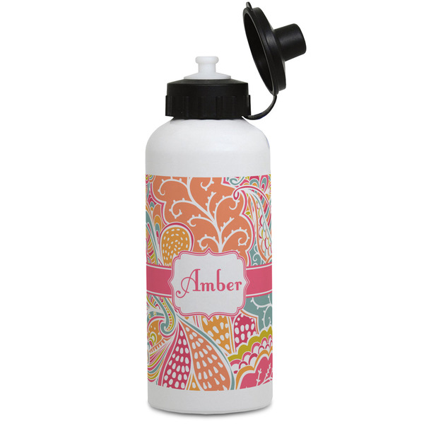 Custom Abstract Foliage Water Bottles - Aluminum - 20 oz - White (Personalized)