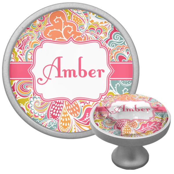 Custom Abstract Foliage Cabinet Knob (Silver) (Personalized)