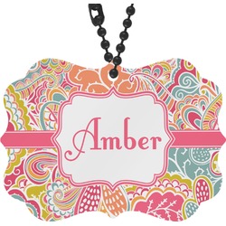 Abstract Foliage Rear View Mirror Charm (Personalized)