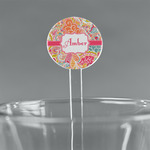 Abstract Foliage 7" Round Plastic Stir Sticks - Clear (Personalized)