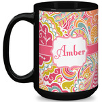 Abstract Foliage 15 Oz Coffee Mug - Black (Personalized)