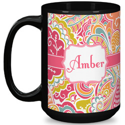 Abstract Foliage 15 Oz Coffee Mug - Black (Personalized)