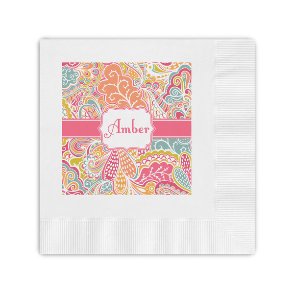 Custom Abstract Foliage Coined Cocktail Napkins (Personalized)