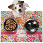 Abstract Foliage Dog Food Mat - Medium w/ Name or Text