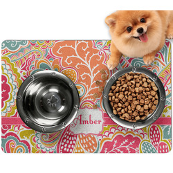 Abstract Foliage Dog Food Mat - Small w/ Name or Text