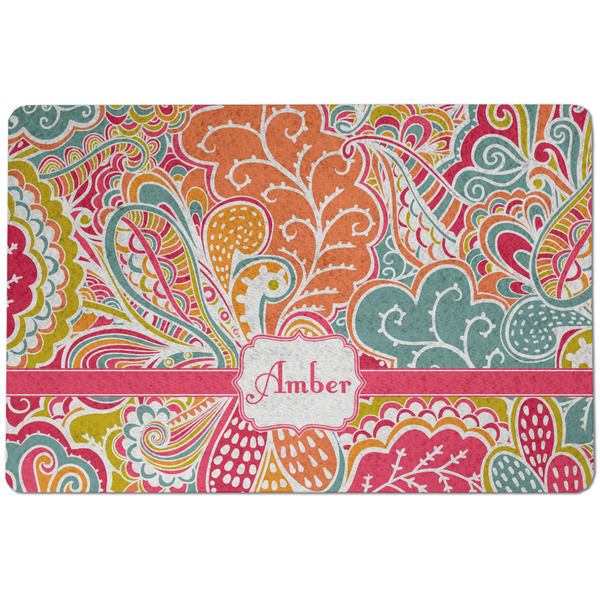 Custom Abstract Foliage Dog Food Mat w/ Name or Text