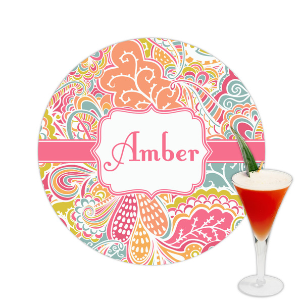 Custom Abstract Foliage Printed Drink Topper -  2.5" (Personalized)