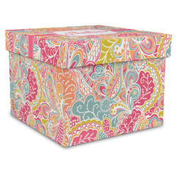 Abstract Foliage Gift Box with Lid - Canvas Wrapped - X-Large (Personalized)