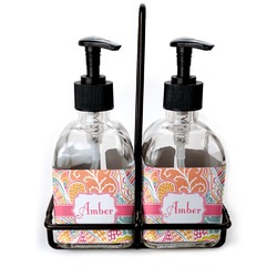 Abstract Foliage Glass Soap & Lotion Bottle Set (Personalized)