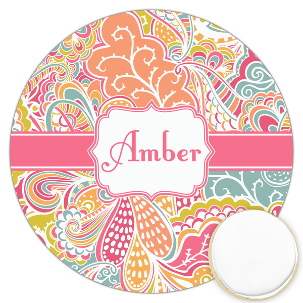 Custom Abstract Foliage Printed Cookie Topper - 3.25" (Personalized)