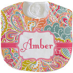 Abstract Foliage Velour Baby Bib w/ Name or Text