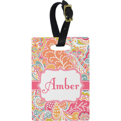Abstract Foliage Plastic Luggage Tag - Rectangular w/ Name or Text