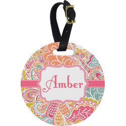 Abstract Foliage Plastic Luggage Tag - Round (Personalized)