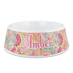 Abstract Foliage Plastic Dog Bowl - Medium (Personalized)