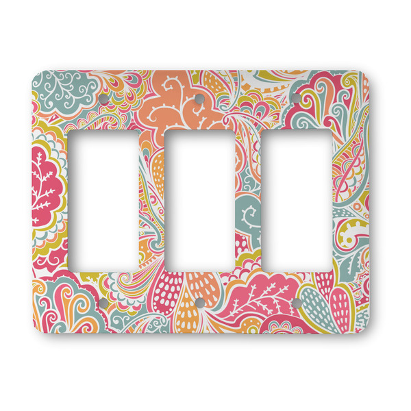 Custom Abstract Foliage Rocker Style Light Switch Cover - Three Switch