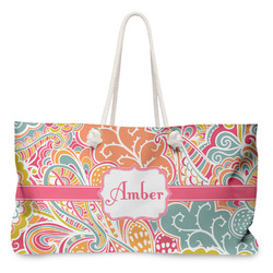 Abstract Foliage Large Tote Bag with Rope Handles (Personalized)