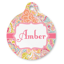 Abstract Foliage Round Pet ID Tag - Large (Personalized)