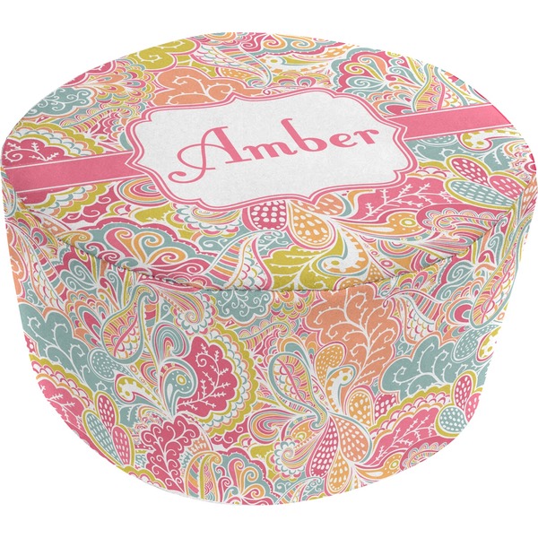 Custom Abstract Foliage Round Pouf Ottoman (Personalized)