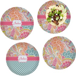 Abstract Foliage Set of 4 Glass Lunch / Dinner Plate 10" (Personalized)