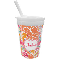 Abstract Foliage Sippy Cup with Straw (Personalized)