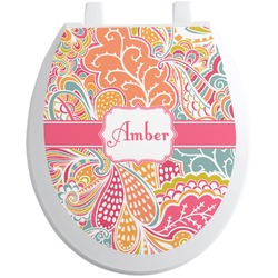 Abstract Foliage Toilet Seat Decal - Round (Personalized)