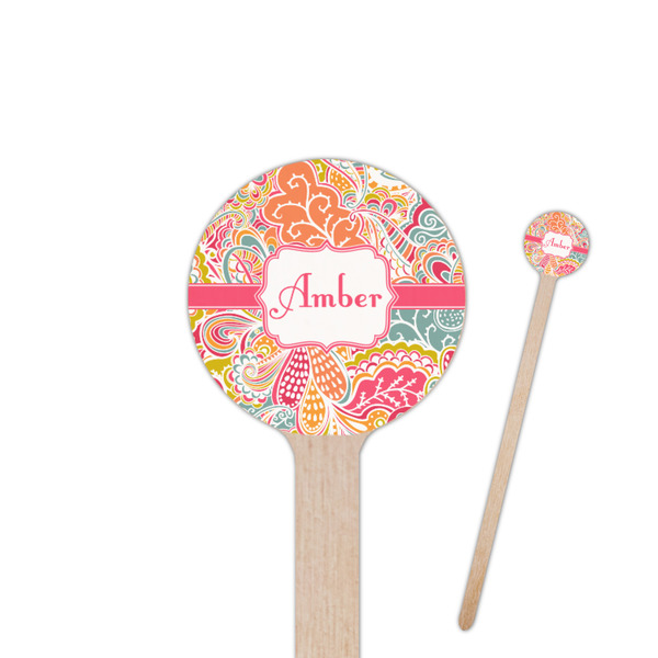 Custom Abstract Foliage 7.5" Round Wooden Stir Sticks - Single Sided (Personalized)