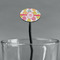 Doily Pattern Black Plastic 7" Stir Stick - Oval - Main